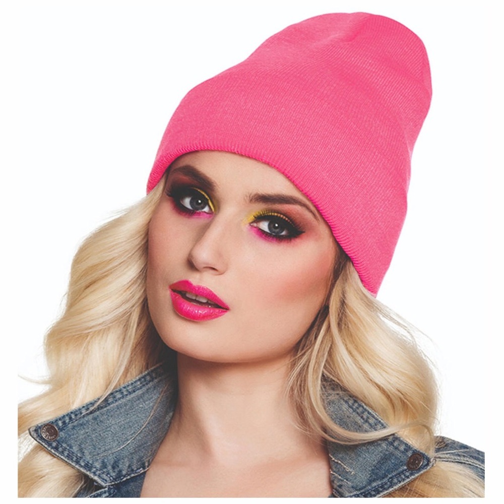 Bright Neon Sugar Pink Beanie - Justin Bieber Pink Hat - Picture 4 of 8